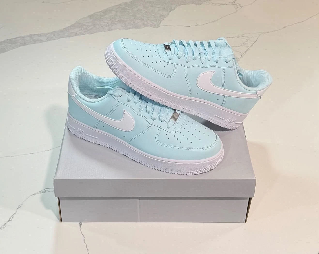 Nike Air Force 1 Low '07 Glacier Blue White Sneakers FJ4146-400 Mens Size 10