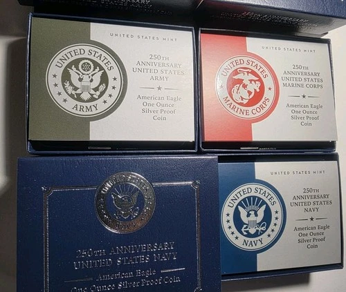 2025 250th US Army, Navy & Marine American Eagle Silver Proof Coin (No Coins)
