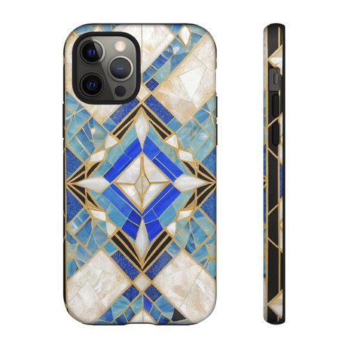 Blue Mosaic Gatsby Art Deco Phone Case iPhone 16 15 14 Galaxy S25 S24 S23 S22 - 第 114/237 張圖片