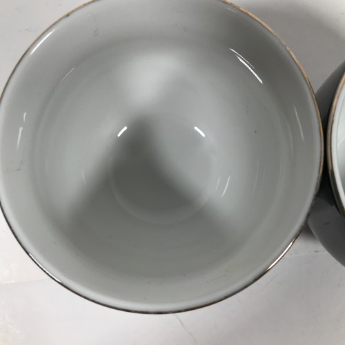 VINTAGE japanische schwarze Teetassen 2,25 Zoll x 3 Zoll schwarzgold Blumenmuster Vögel 2er-Set - Bild 10 von 15