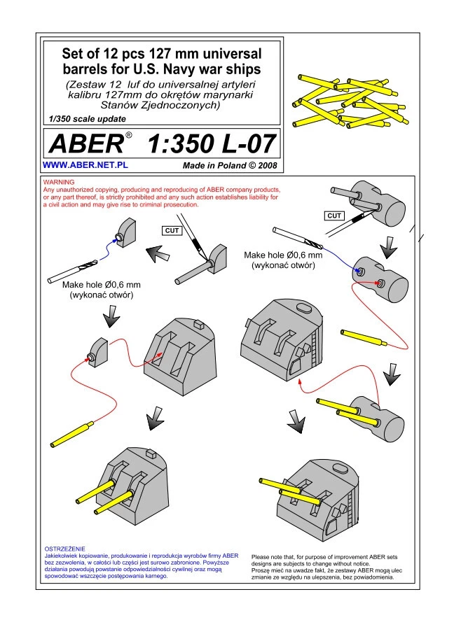 Aber - S 1:350 L-007 - Canons Universels De 127 Mm Pour Navires De L'Us NAvy - Photo 1/1