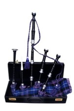 Scottish Pride of Scotland Tartan Bagpipe Silver Mounts Black Rosewood Bagpipe