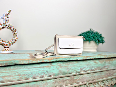 Kate Spade Leila Small Flap Crossbody Bag Light Sand Leather Purse K828