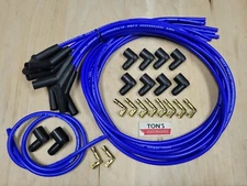 Ton's 45* 135* Blue 8mm Spark Plug Wires Universal Chevy GM Socket distributor