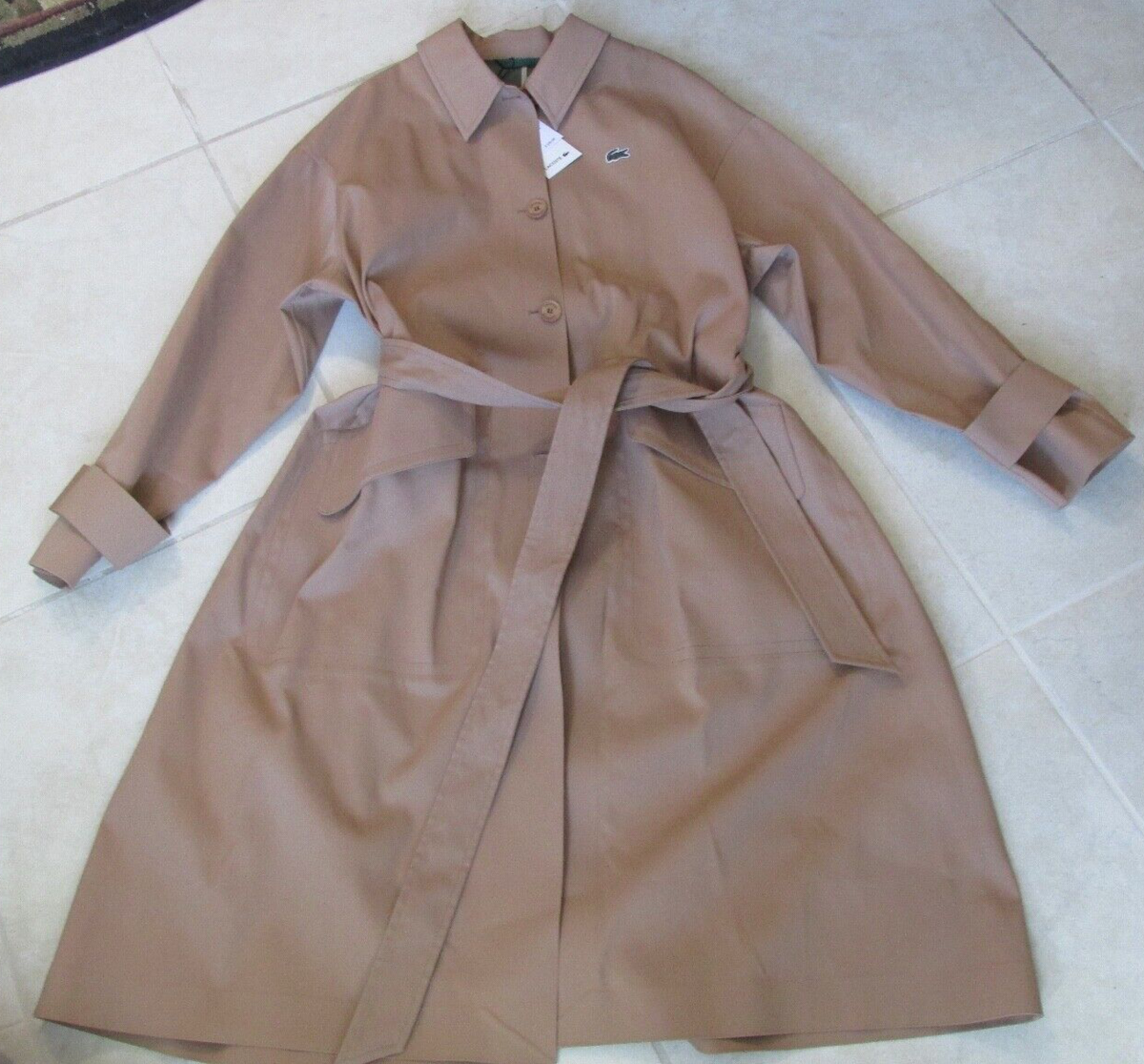 oksoon. ［long length］cotton trench coat NEW Lacoste Oversized Long Cotton Trench Coat Woman Size 44 12