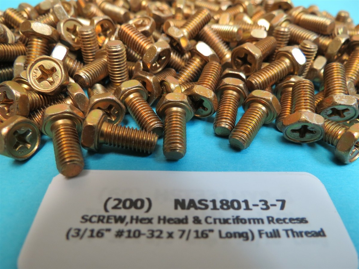 200) 3/16” x 7/16 Long Hex & Cross Recess Aircraft Aerospace