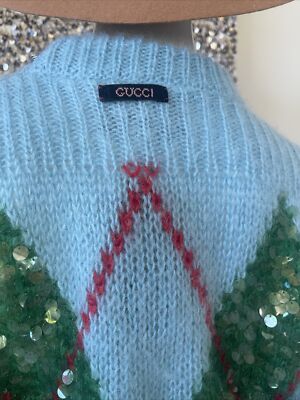 パーティードレス Sequinned Argyle Jumper Dress Auth.Gucci sequinned argyle jumper dress M New | eBay