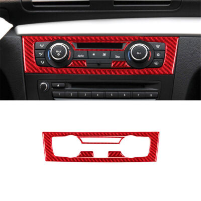 For BMW E82 E88  Red Carbon Fiber Interior Digital Climate Control Cover Trim