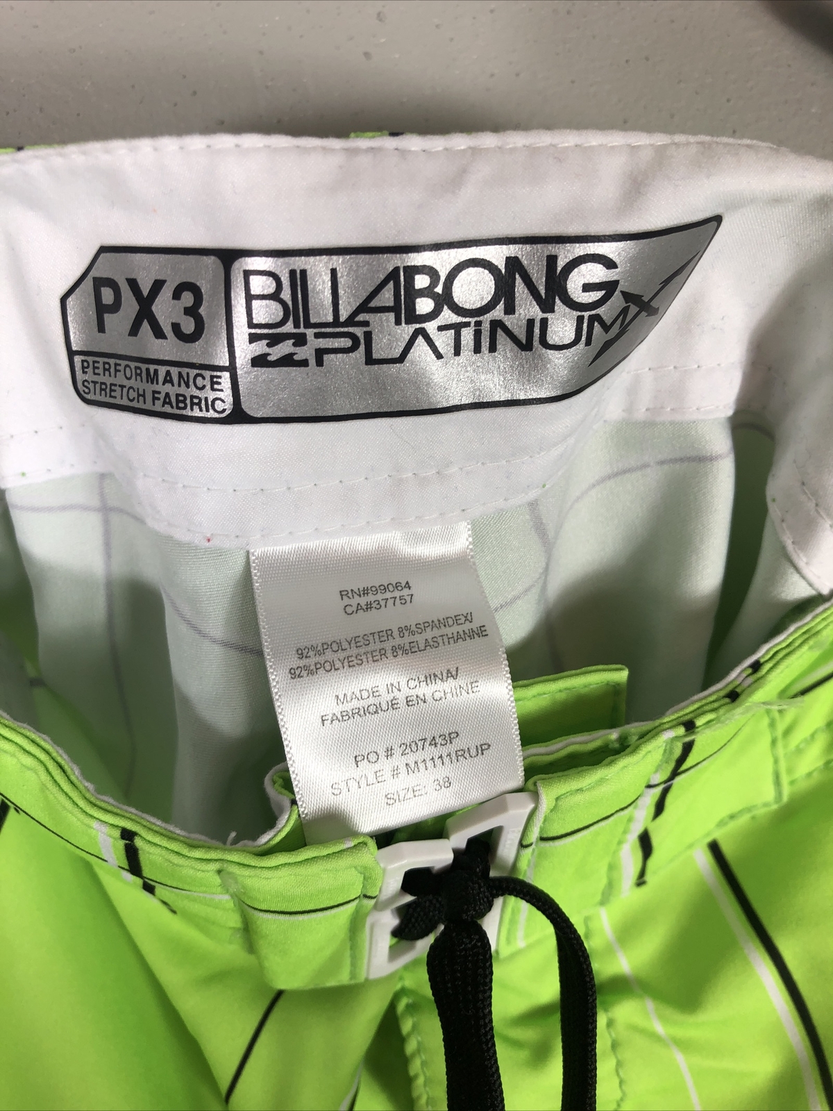Neon Platinum X Stretch Billabong Surf Board Shorts 38 Gem