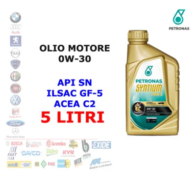 5 LITRI OLIO MOTORE 0W30 PETRONAS SYNTIUM 7000 E ACEA C2 - API SN - ILSAC GF-5