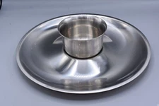Cultura Chip and Dip Set Server Platter 12" Stainless 18-8 Made in Sweden LBN