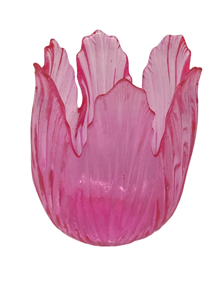 (2,50€/StüCk) 6X Windlicht Teelichthalter Tulpe Rosa-Pinkfarben H-8 Cm D-7 Cm-image