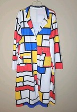 Mondrian Modern Art Sz 4x Duster Jacket Coat Halloween Cosplay 1960s Mod Retro