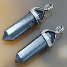 Natural Gemstones Hexagonal Pointed Reiki Chakra Pendant  charm Beads  4pcs