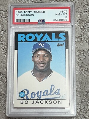 PSA 8 MINT BASEBALL CARD 1986 TOPPS TRADED ROOKIE BO JACKSON KANSAS CITY ROYALS