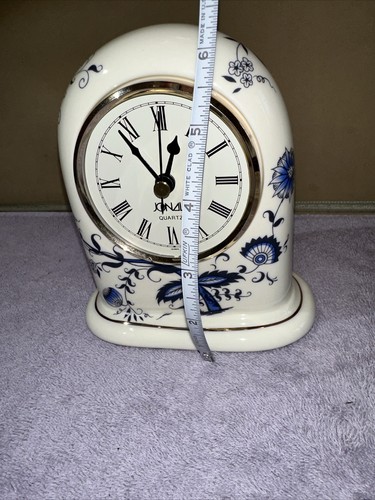 JONAL QUARTZ MANTLE CLOCK Delft Blauw BLUE Color FLORAL DESIGN For Parts - Picture 5 of 7