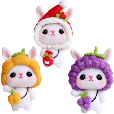 3 Sets Magnets for Kids Needle Felting Kit Beginner Rabbit Poking Fun Tools
