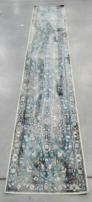 BLUE / IVORY 2'-2'' X 12' Back Stain Rug, Reduced Price 1172703354 VTP479L-212