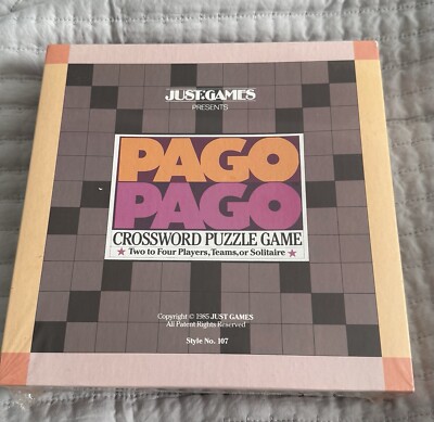 NEW Sealed Vintage 1985: PAGO PAGO Crossword Puzzle Game by Just Games