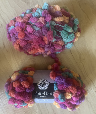 Loops & Threads Pom-Pom Yarn ''Confetti'' Lot of  2 Skeins