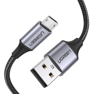 Ugreen Braided Micro-USB & USB-A Data and Charging Cable, 1.5 Meter, Black