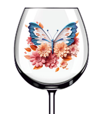 12x 3D Papier Effekt Schmetterling Becher Weinglas Flasche Vinyl Aufkleber Abziehbild s064