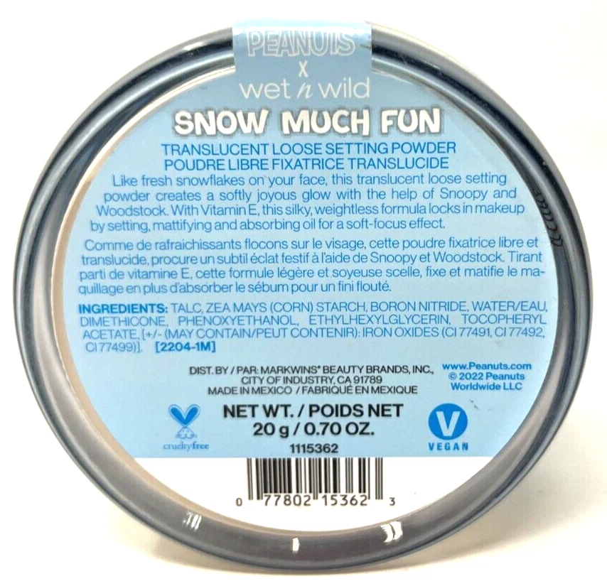 Wet N Wild x Peanuts Loose Setting Powder Sealed 1115362 - Translucent - Image 3 of 3