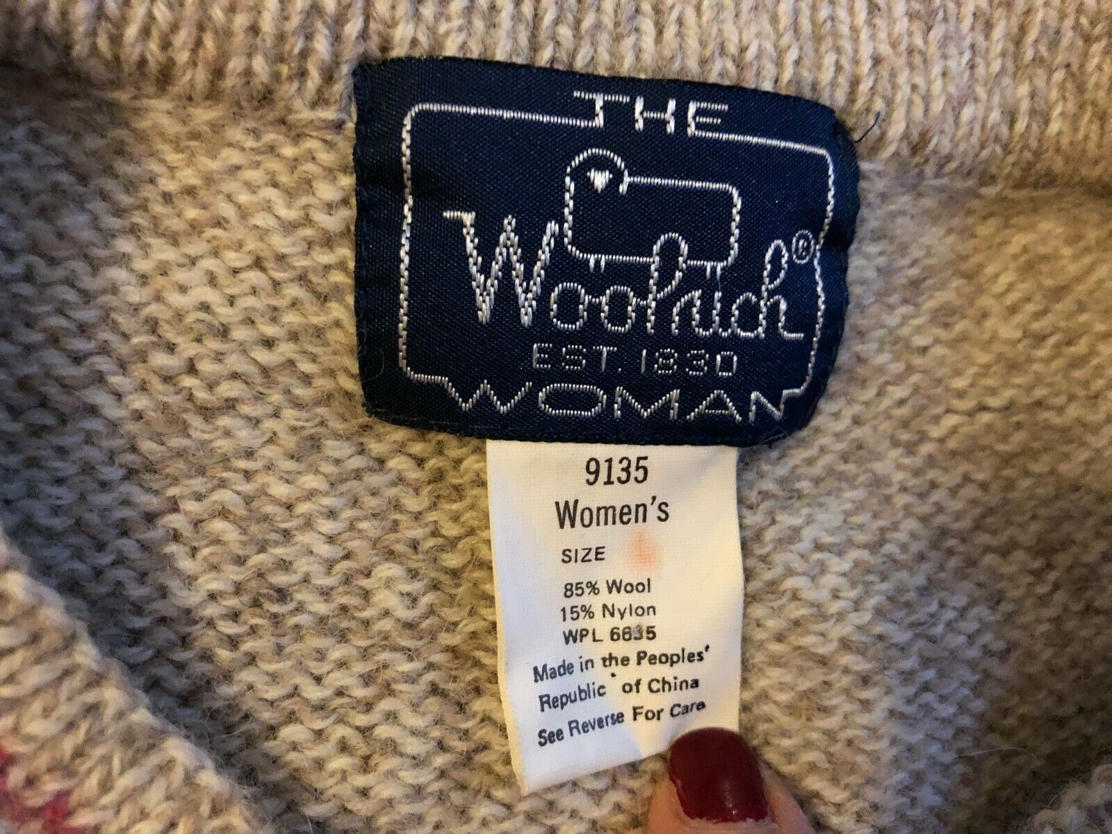 Woolrich Woman Wool Cardigan Sweater Large Amish Farm Country Pattern
