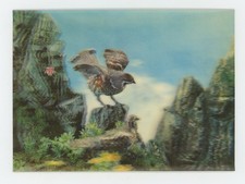 Hazel Grouse Birds on Rocks 1960's Lenticular 3-D Toppan Postcard