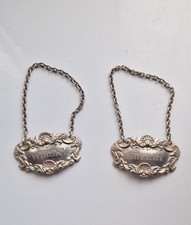 Silber Whisky und Sherry Wein Flasche Dekanter Etikett Birmingham Gewicht 25,4g