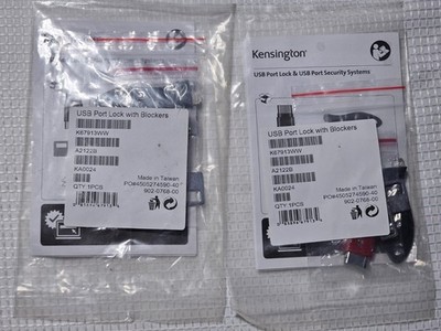 Kensington K67913WW USB Port Lock with Blockers Security System (2-Pack)