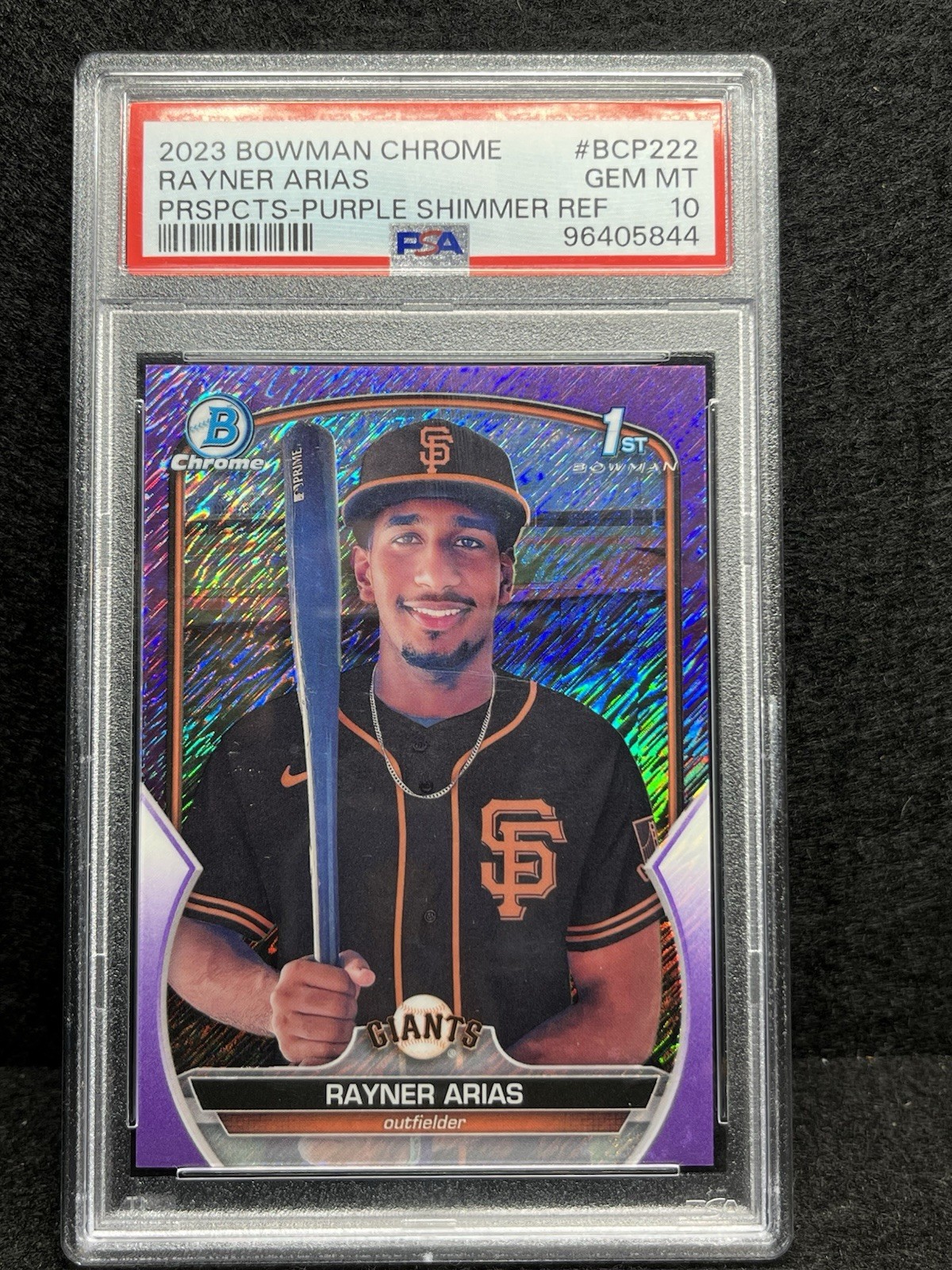 #/250 PSA 10 Bowman Chrome 1st SHIMMER Purple Rayner Arias 2023 Giants