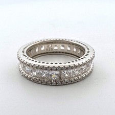 NEW Sterling Silver Eternity Princess Cut CZ Ring Wedding Band 925 Size 7