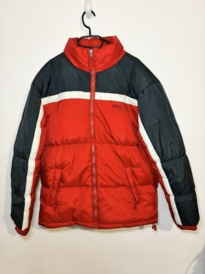 Fila Vintage Puffer Jacket Red White Black Y2K Colorblock Retro Ski Style Size M