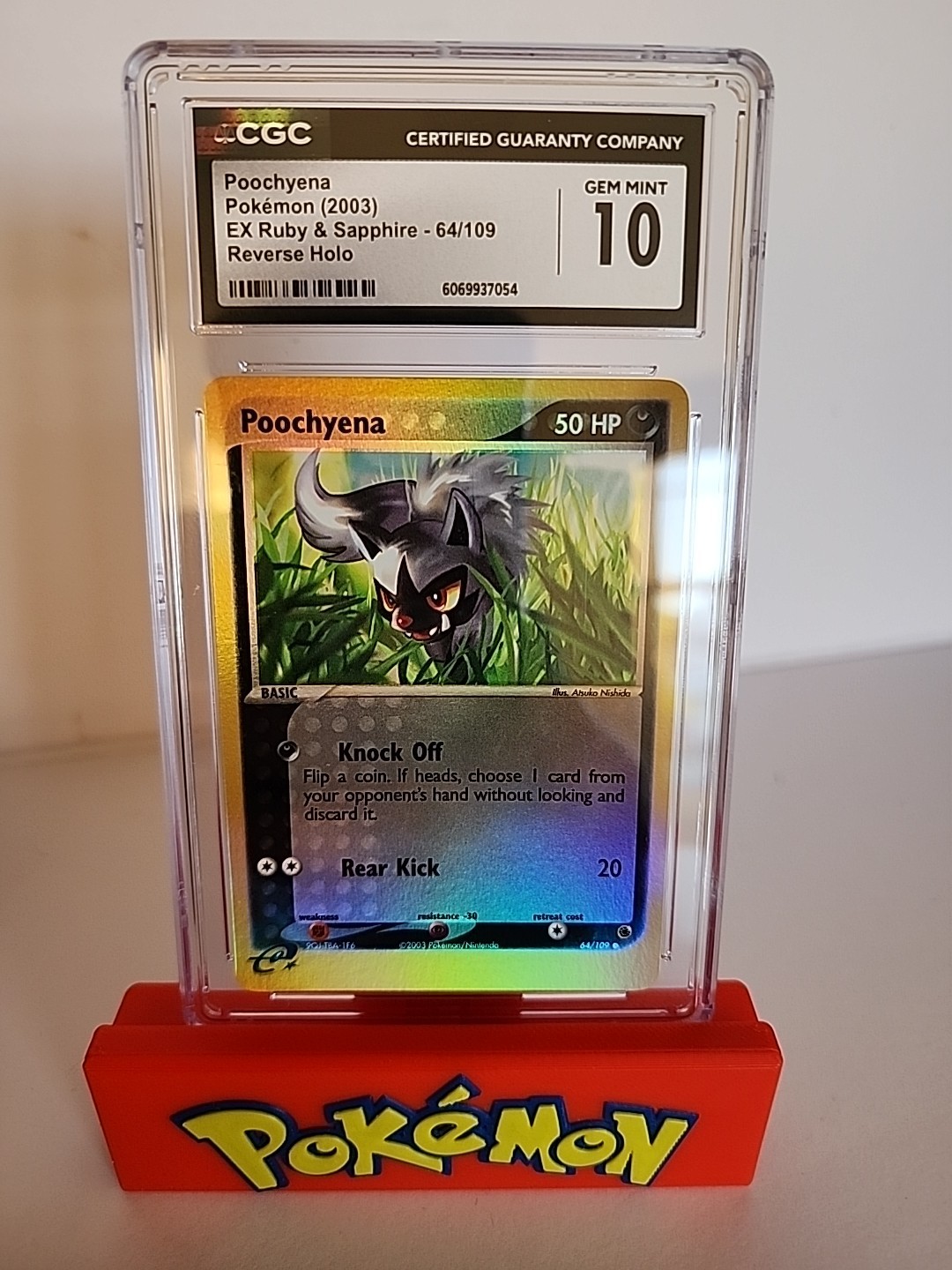 Poochyena 64/109 Ruby and Sapphire Reverse Holo CGC 10 (POP 10)
