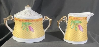 MAAS Porzellan Milchkännchen Zuckerdose Set Jugendstil Art Déco Golddekor - Bild 1 von 4