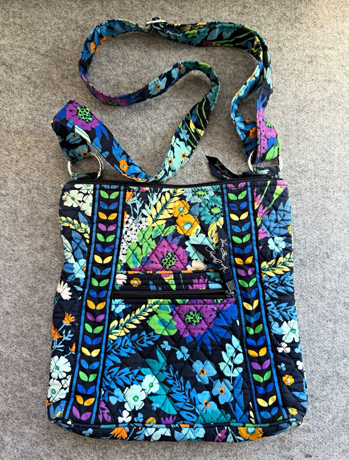 Vera Bradley Floral Multicolor Zip Crossbody Bag w/ Adjustable Strap & Pockets