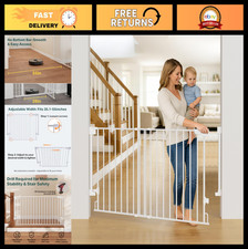 Cumbor 35.1-55" Wide No Bottom Bar Baby Gate for Stairs, 2-in-1 Auto Close Dog G