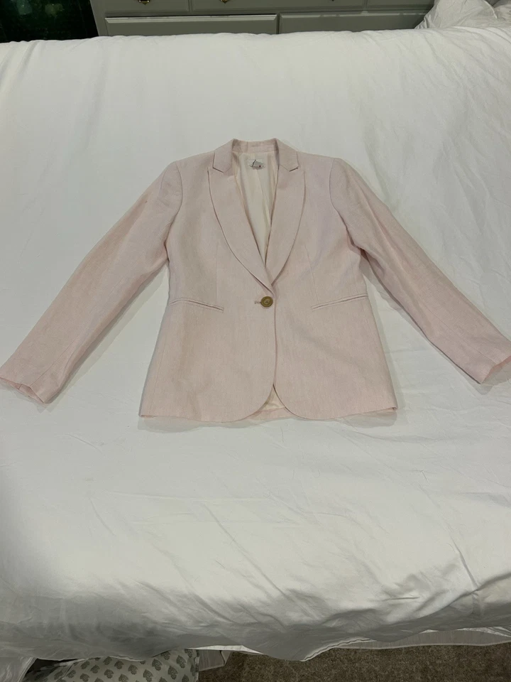 Blazer J.Crew de lino con un solo botón rosa suave rubor talla 0 Foto 2 de 4