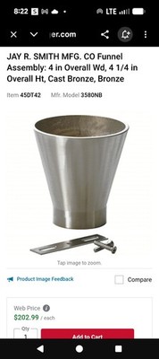 JAY R. SMITH MFG. CO 3580NB Sanitary Drain,4x4-1/2 in.,Nickel Bronze 45DT42