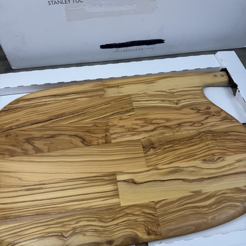 Tabla de cortar Williams Sonoma GreenPan Stanley Tucci defecto madera de olivo leer nueva en caja - Imagen 3 de 6