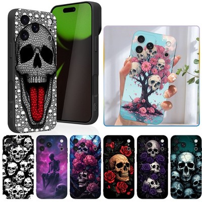 Protective Case For Apple iPhone 17 Pro 15 14 13 Floral Skull Gothic Phone Cover
