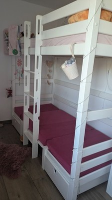 Hochbett incl Sitzbank,Matratze, Regal und Schubkästen
