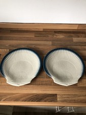 2 x Wedgewood Blue Pacific Shell Shaped Platter Plates 28cm x 27cm