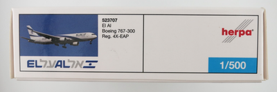 Herpa EL AL Israel Airlines Boeing 767-300 Model - 1:500 - 523707