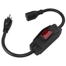 3-Prong Outdoor Extension Cord with Waterproof Switch ON/Off,1875W Black Heavy