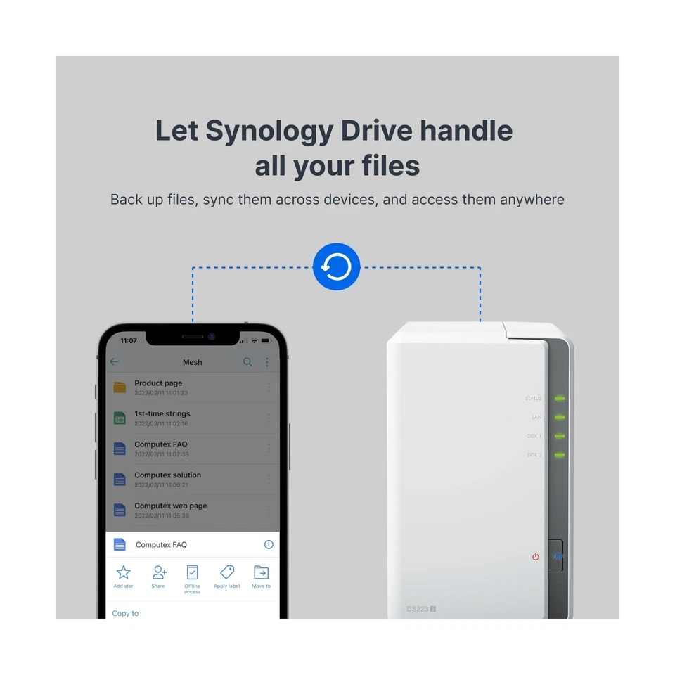 Synology 2-Bay DiskStation DS223j (Diskless) DS223j; 1GB DDR4 - Image 4 of 4