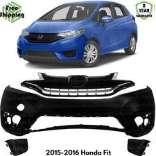 Front Bumper Cover Fascia & Grille Assembly Kit For 2015-2016 Honda Fit
