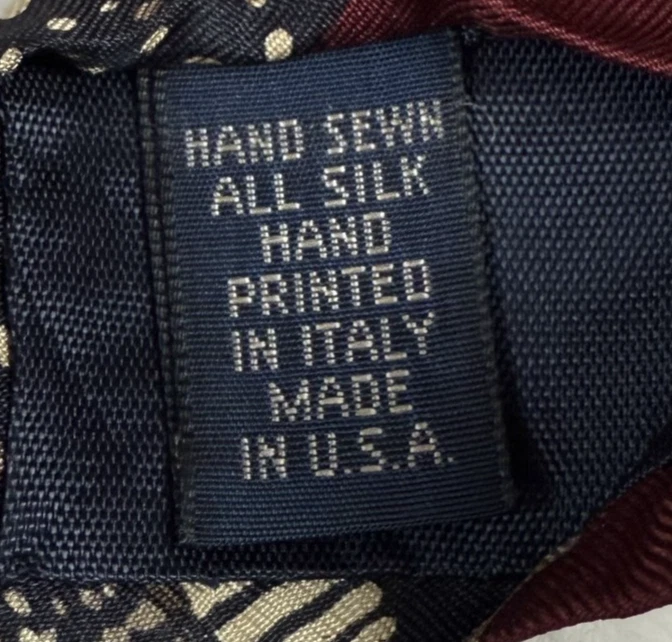 Винтажный шелковый галстук Eddie Bauer с принтом Wildlife Loon ручной шитье в Италии сделано в США - Изображение 3 из 4
