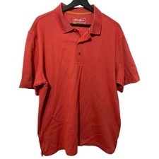 Eddie Bauer Travex Mens Size Large Orange Short Sleeve Cotton Blend Polo Shirt